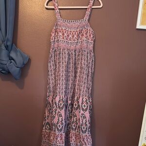 Bohemian Pink and Blue Maxi Dress